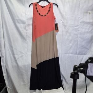 Colorblock Medium Sleeveless Maxi Dress By Color Tree Apparel Inc